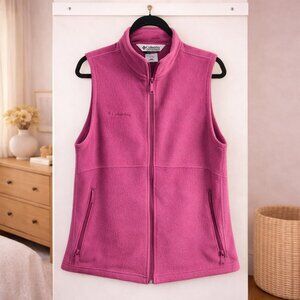 Columbia Pink Fleece Zip Vest Women's Medium Full Zip Outdoor